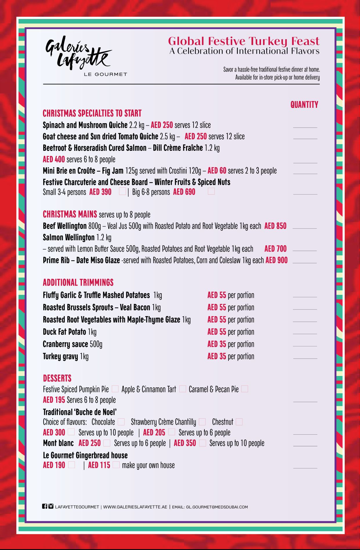 Galeries Lafayette Le Gourmet Festive Menu