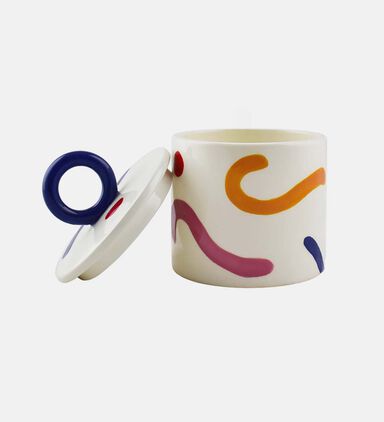 Ceramic Abstract Pattern Lid Handle Jar