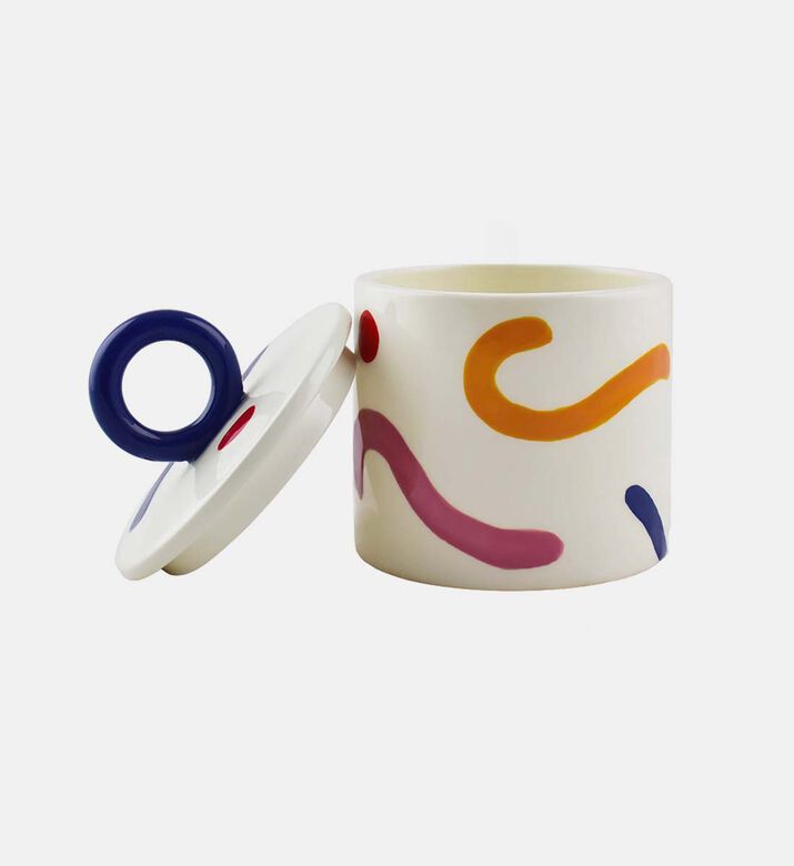 Ceramic Abstract Pattern Lid Handle Jar