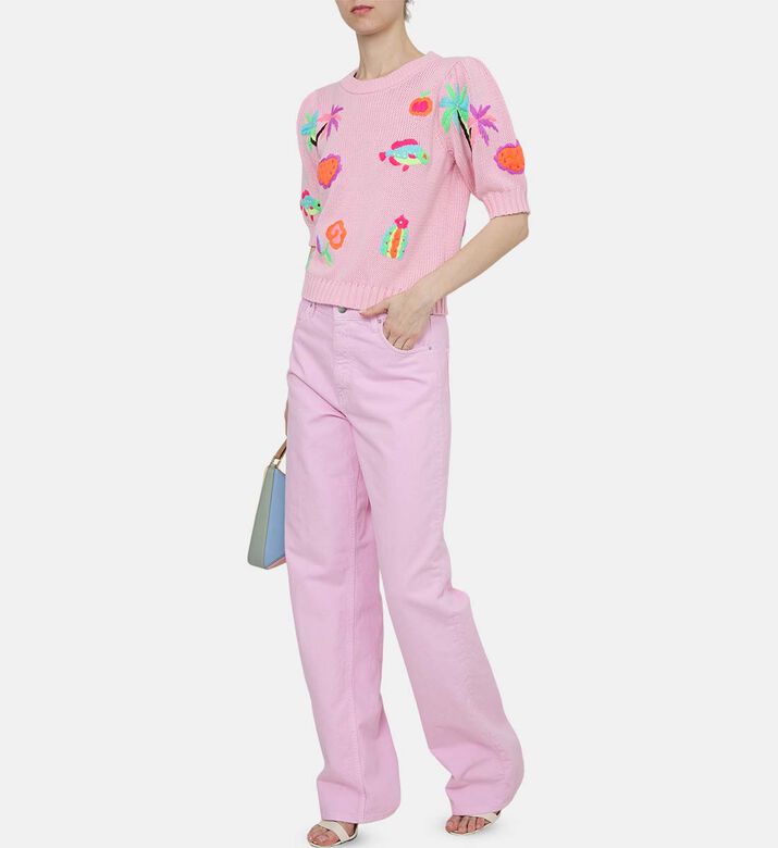 كنزة قصيرة مطرزة