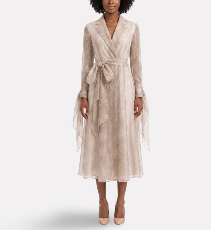 Savanna Coat Silk, Brown, Model View
