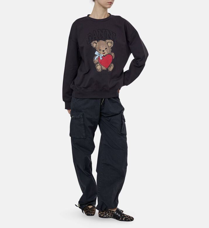 Ganni Logo-print Bear Graphic Sweatshirt, Model View