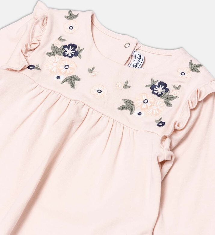 Cotton Floral-embroidery Flared Top