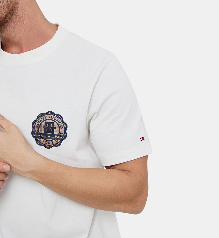 تيشيرت قطن بنقشة بنقشة مربعات ولوغو أحرف العلامة