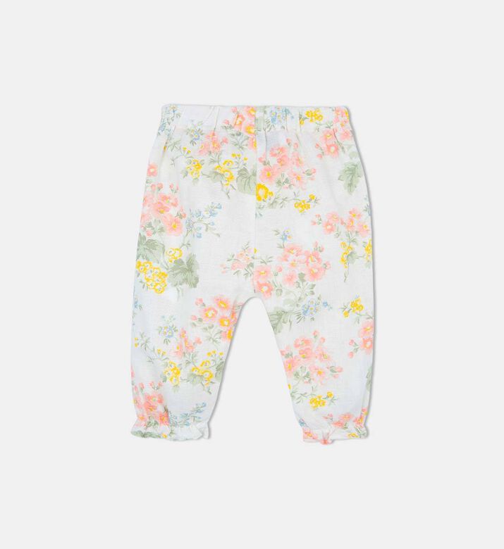 Floral-print Linen Harem Girls Pants Floral-print Linen Harem Girls Pants