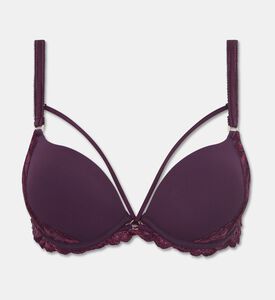 Chantelle Strappy Lace Push-up Bra, Dark-purple, 95, E, Packshot View