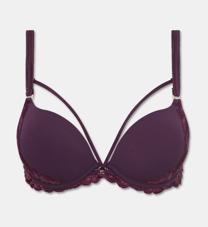 Chantelle Strappy Lace Push-up Bra, Dark-purple, 95, E, Packshot View
