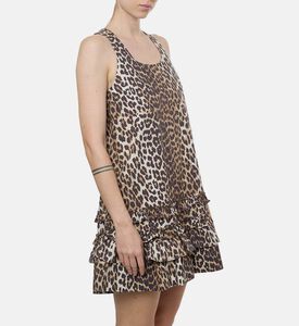 Ganni Cotton Leopard-print Mini Dress, Model View