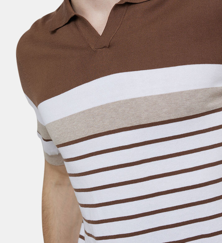 Cotton Color Block Yarn Polo Shirt