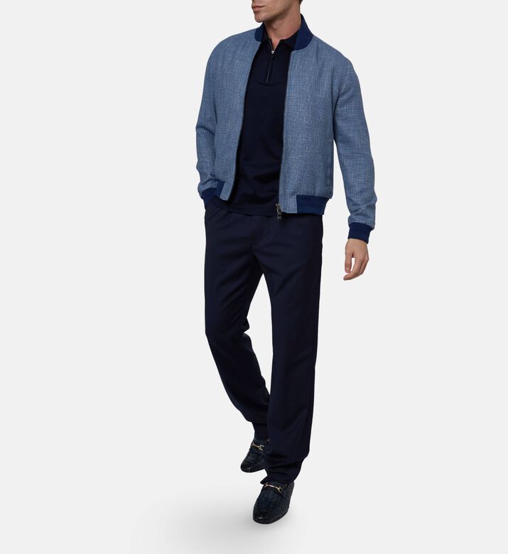 Pal Zileri Drawstring Straight-leg Trousers, Navy, 52, Model View