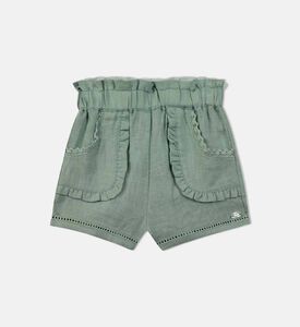 شورت بجيوب دانتيل مكشكش للبنات