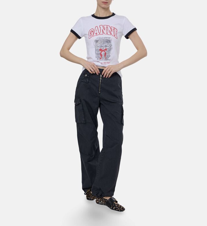 Ganni Logo-print Short-sleeve T-shirt, Model View