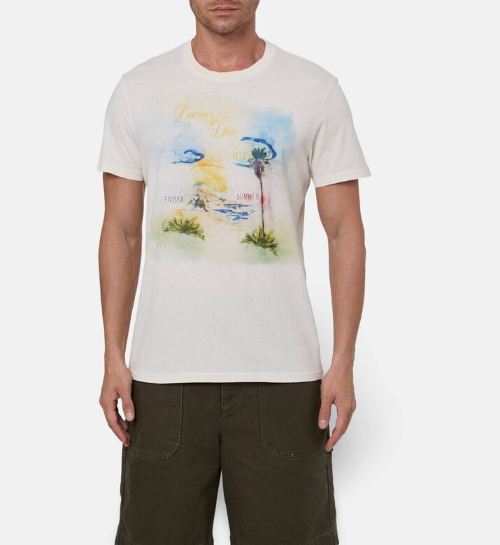 Marant Homme Summer-print Straight-cut T-shirt, Model View