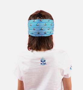 نظارة سباحة زرقاء للأطفال بشريط فائق النعومة مزينة بقوارب مخططة