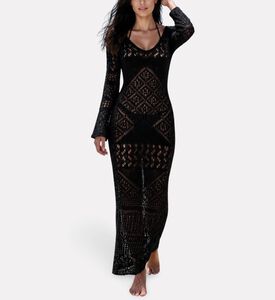 Praias Open-knit Long-sleeve Maxi Dress, Model View