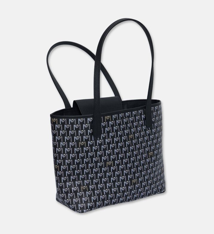 Maya.M All-over Monogram Medium Flap Tote Bag, Black, Packshot View