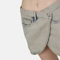 Cross-over Denim Mini Skirt