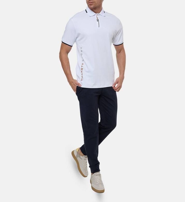 Hackett London Striped Short-sleeve Polo Shirt, White, Xl, Model View Hackett London Striped Short-sleeve Polo Shirt, White, Xl, Model View