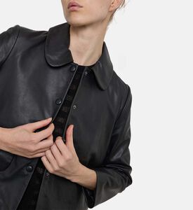 Leather Front Patch Pocket Long-sleeve Jacket