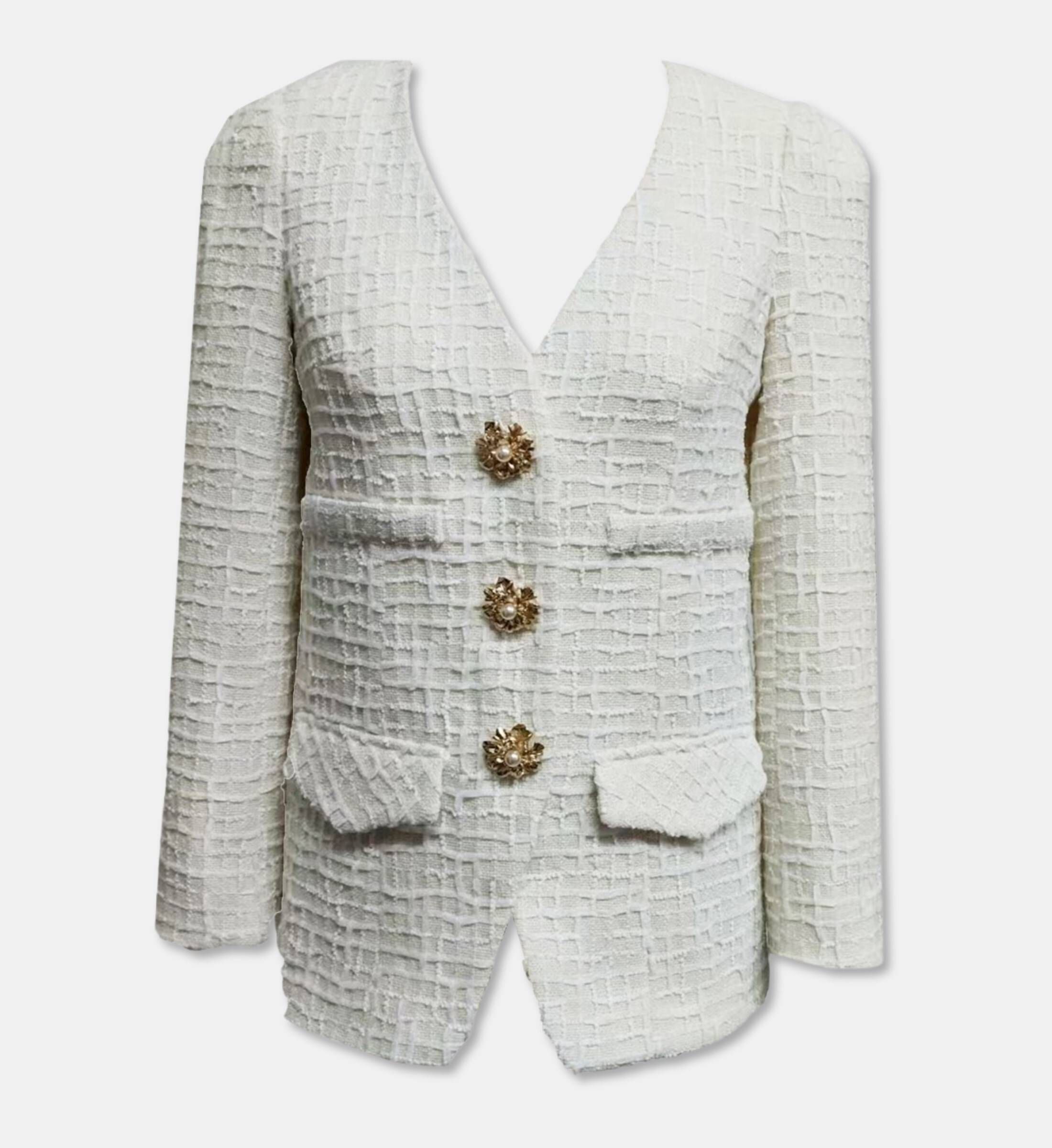 Edward Achour Paris, Gold Buttons V-neck Jacket | Women | Galeries