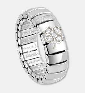 Nomination Crystal-encrusted Clover Motif Silver-tone Link Ring, Packshot View