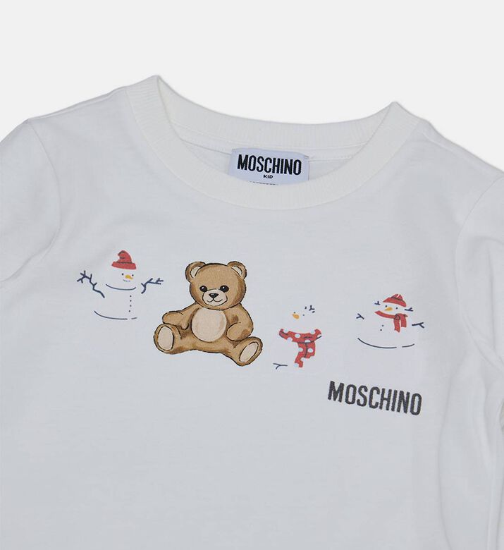 Festive Teddy Bear-print Logo-print Long-sleeve T-shirt Festive Teddy Bear-print Logo-print Long-sleeve T-shirt