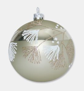 Home Deco and More Glittered Flowers Christmas Ball, Green, Packshot View