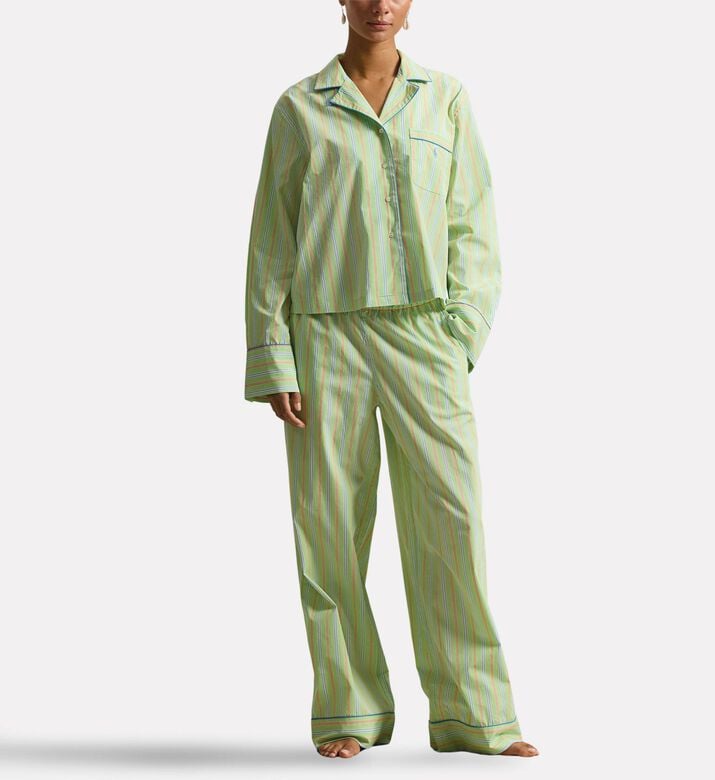 Polo by Ralph Lauren Contrast-piped Long-sleeve Pajama Set, Model View