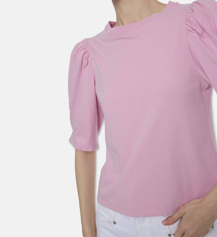Isabel Marant Puff-sleeve Crewneck T-shirt, Light-pink, S, Model View