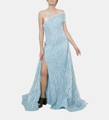 Embroidered One-shoulder Dress