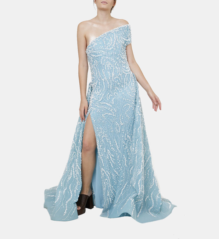 Embroidered One-shoulder Dress