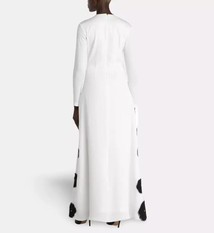 Savanna Raissa Floral Appliqu&eacute; A-line Dress, White, L-xl, Model View
