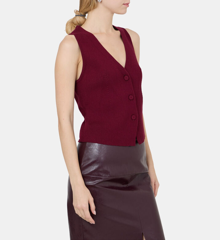 Button-up Ribbed Waistcoat