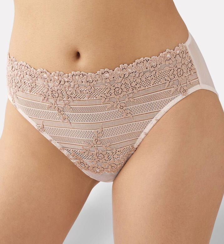 Wacoal Floral-embroidery Mid-rise Briefs, Pink, Xl, Model View