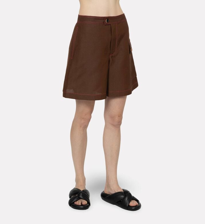 Marni Button Closure Wide-leg Shorts, Model View