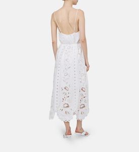 Floral-embroidery Richelieu Sleeveless Maxi Dress