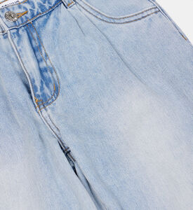 بنطال طويل دنيم بلون سماوي