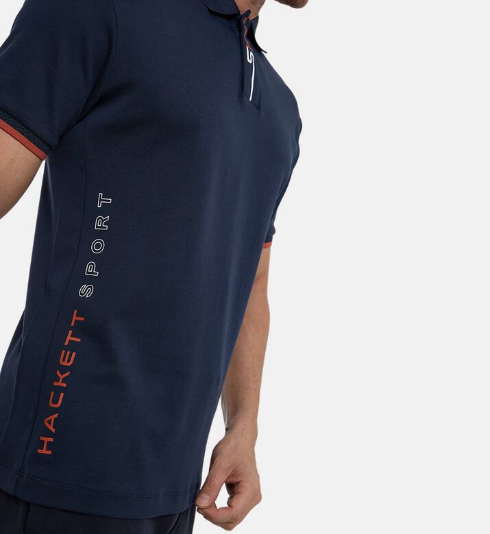 Hackett London Striped Short-sleeve Polo Shirt, Navy, Xl, Model View