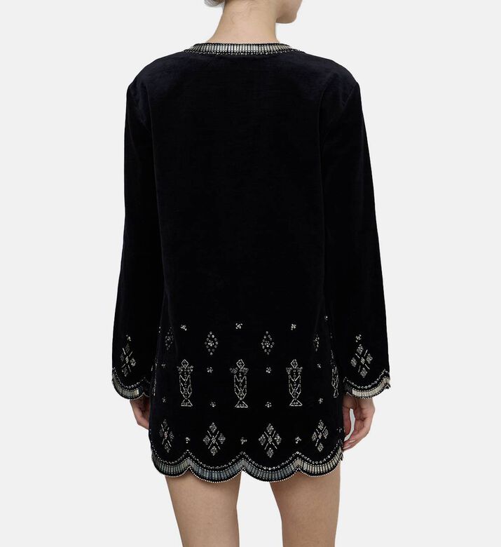 فستان هيلين مخملي قصير مطرز