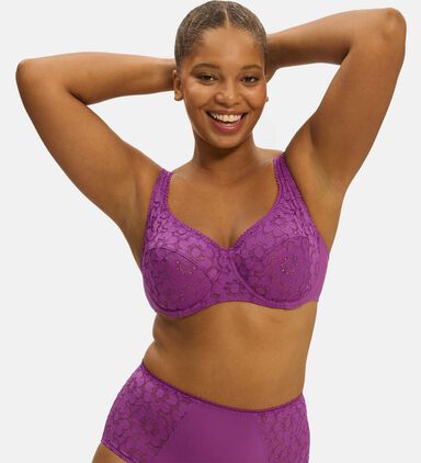 Floral French Lace Plunging Half Cup Bra