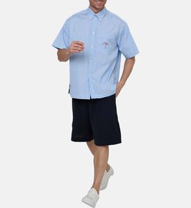 قميص قطن مخطط بأكمام قصيرة