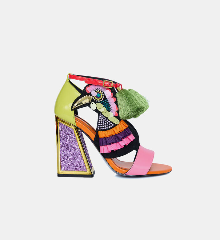 Multicolored Bird Embellished Sandals