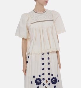 بلوزة قصيرة الأكمام بحواف صدفية