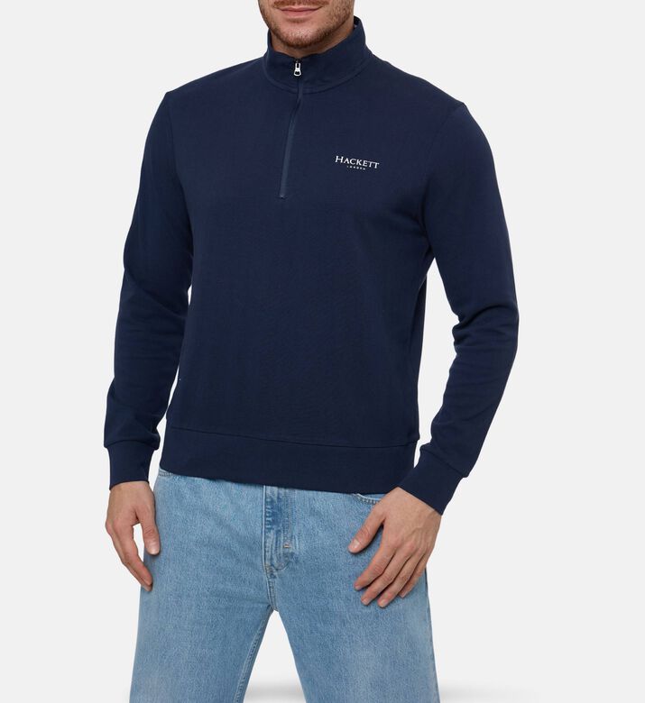 Hackett London Heritage Zip Fastening High Neck Sweater, Model View