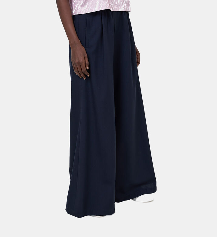 Wool Logo-waistband Wide-leg Pant Wool Logo-waistband Wide-leg Pant