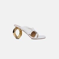 Nappa Leather Chain-heel Mules