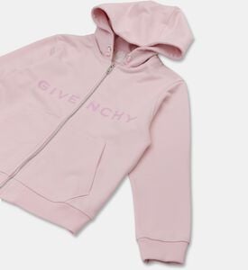 Givenchy Logo Print Hooded Fleece Cardigan, Pink, 10y, Packshot View