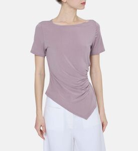 بلوزة بياقة غير متماثلة بأكمام قصيرة