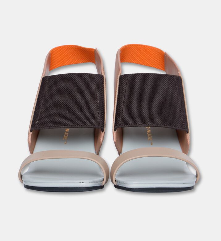 UN United Nude Cow Leather Block Heel Sandals, Beige, Eu-37, Packshot View