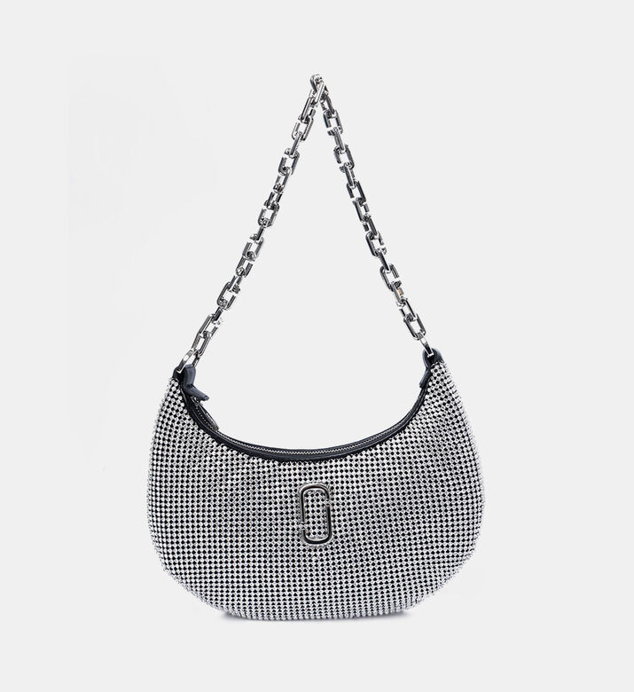 حقيبة صغيرة بأحجار راين وتصميم مقوس